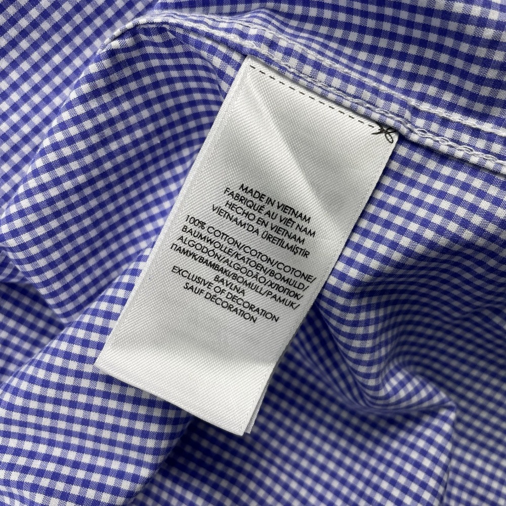 Ralph Lauren Button Down Mens 15.5 32/33 Blue Gingham Easy Care Cotton Shirt - Picture 3 of 9